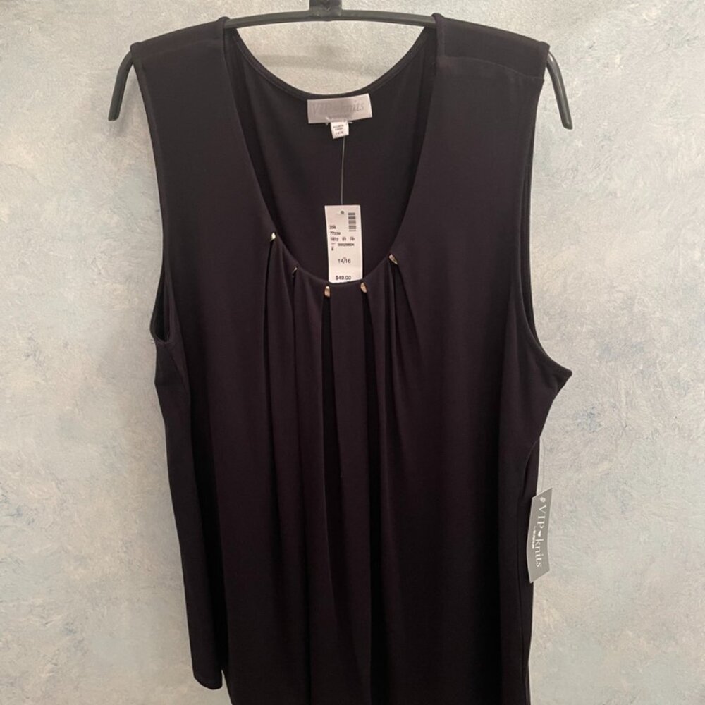 Black sleeveless blouse, VIP Knits, 14/16